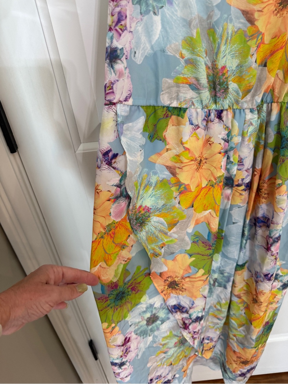 Amanda Uprichard Floral Chiffon Maxi Dress Pastel Blue Racerback 25775 - Picture 6 of 13